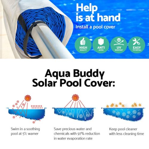 Aquabuddy Pool Cover 9.5x5m 400 Micron Silver Swimming Pool Solar Blanket 5.5m Roller - Image 4