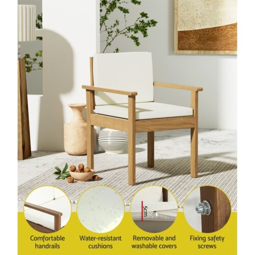 Gardeon 4-Piece Outdoor Sofa Set Wooden Couch Lounge Setting - Image 6