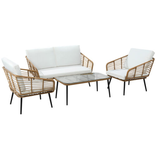 Gardeon 4-Piece Outdoor Sofa Set Rattan Lounge Setting Table Chairs - Image 2