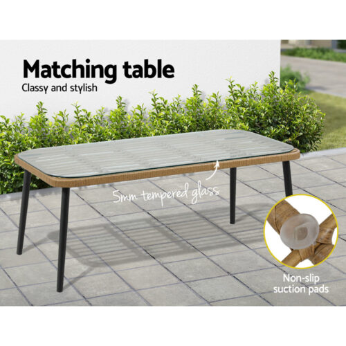 Gardeon 4-Piece Outdoor Sofa Set Rattan Lounge Setting Table Chairs - Image 8