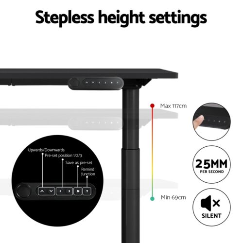 Artiss Standing Desk Motorised Electric Dual Motor Black 120CM - Image 5