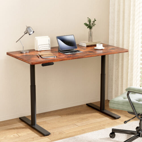 Artiss Standing Desk Motorised Electric Dual Motor Rustic Brown 140CM - Image 7