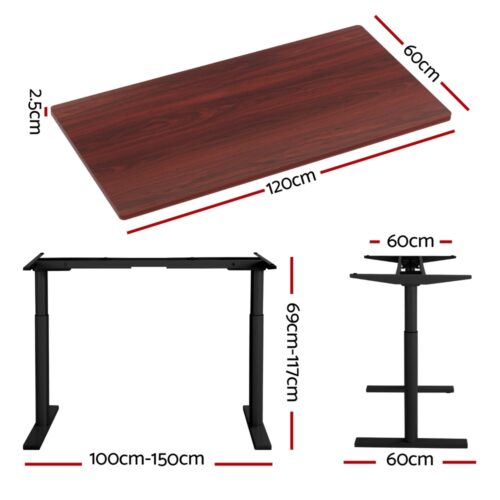 Artiss Standing Desk Motorised Electric Dual Motor Walnut 120CM - Image 2