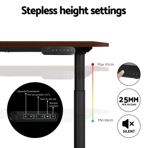 Artiss Standing Desk Motorised Electric Dual Motor Walnut 120CM - Image 5