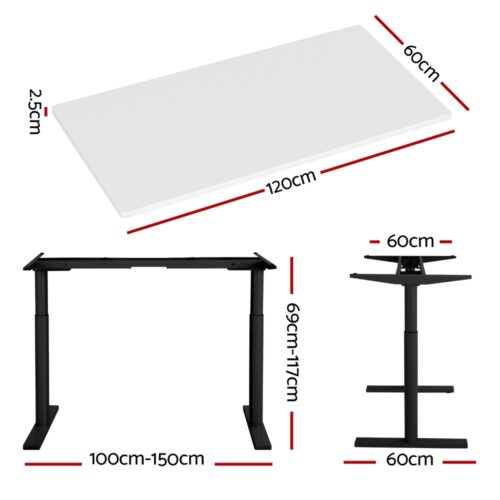 Artiss Standing Desk Motorised Electric Dual Motor White 120CM - Image 2