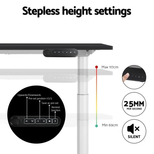 Artiss Standing Desk Motorised Electric Dual Motor 140CM Black - Image 5