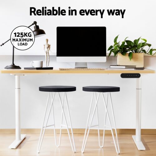 Artiss Standing Desk Motorised Electric Dual Motor 140CM White Oak - Image 6