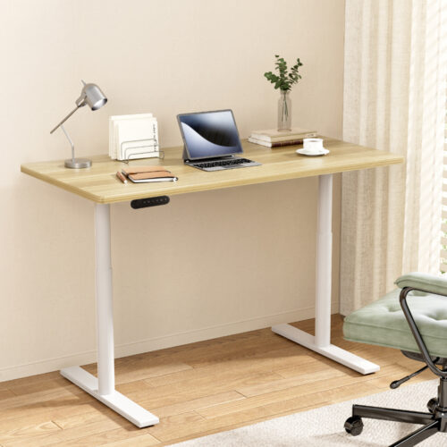 Artiss Standing Desk Motorised Electric Dual Motor 140CM White Oak - Image 7