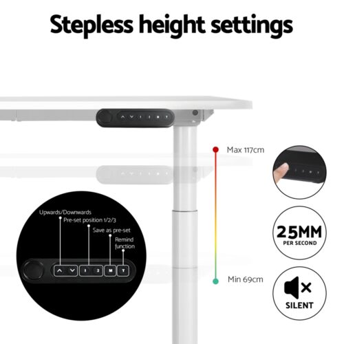 Artiss Standing Desk Motorised Electric Dual Motor 120CM White - Image 5