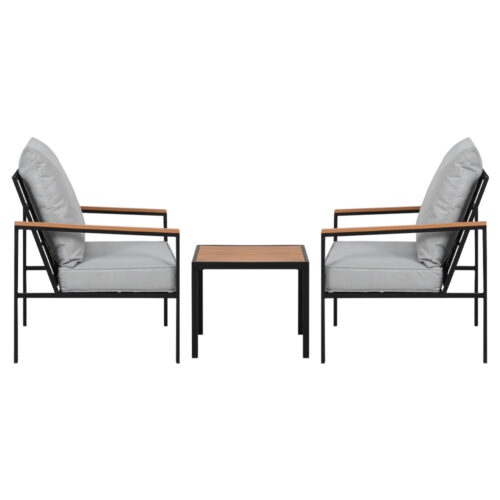 Gardeon 3PC Outdoor Furniture Bistro Set Lounge Setting Chairs Table Patio Black - Image 3