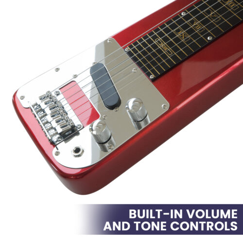 Karrera 6 String Steel Lap Guitar  Metallic Red - Image 6