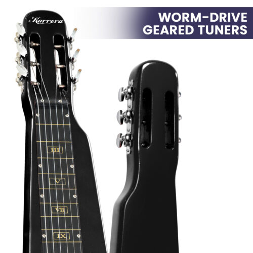 Karrera 29in 6 String Lap Steel Hawaiian Guitar  Black - Image 8
