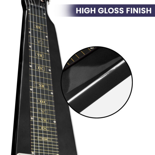 Karrera 29in 6 String Lap Steel Hawaiian Guitar  Black - Image 9