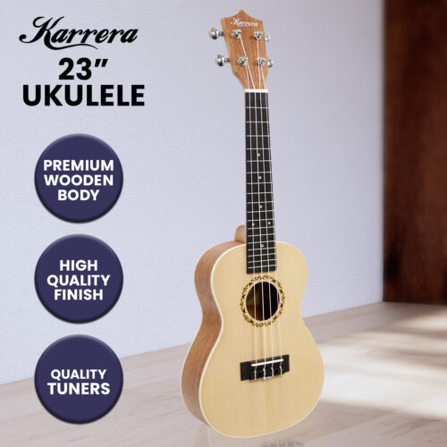 Karrera 23in Ukulele Guitar  Natural - Image 8