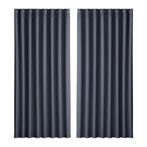 Artiss 2X Blockout Curtains Eyelet 300x230cm Charcoal - Image 2