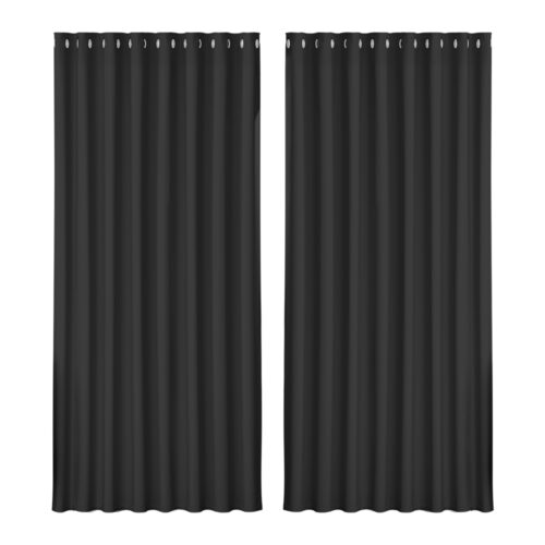 Artiss 2X Blockout Curtains Eyelet 300x230cm Black