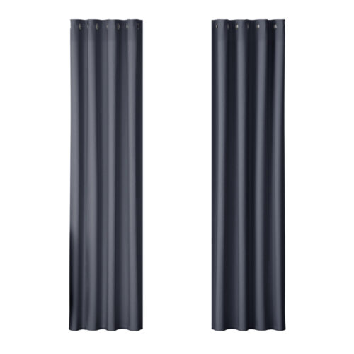 Artiss 2X Blockout Curtains Eyelet 140x230cm Charcoal - Image 2