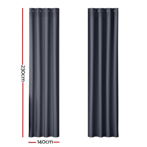 Artiss 2X Blockout Curtains Eyelet 140x230cm Charcoal - Image 3