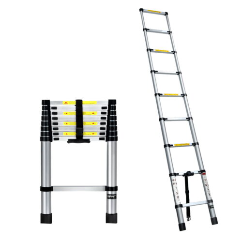 Giantz 2.6M Telescopic Ladder Aluminium Extension Extendable Steps Adjustable Height - Image 2