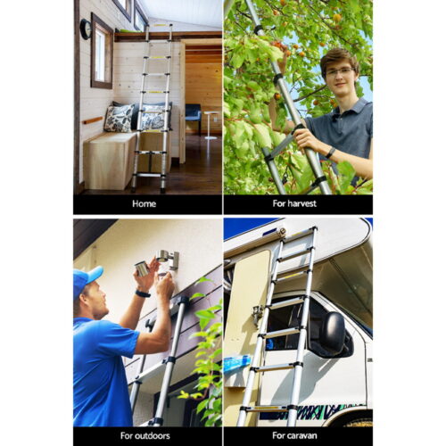Giantz 2.6M Telescopic Ladder Aluminium Extension Extendable Steps Adjustable Height - Image 8