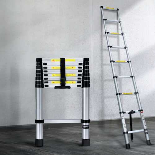 Giantz 2.6M Telescopic Ladder Aluminium Extension Extendable Steps Adjustable Height - Image 9
