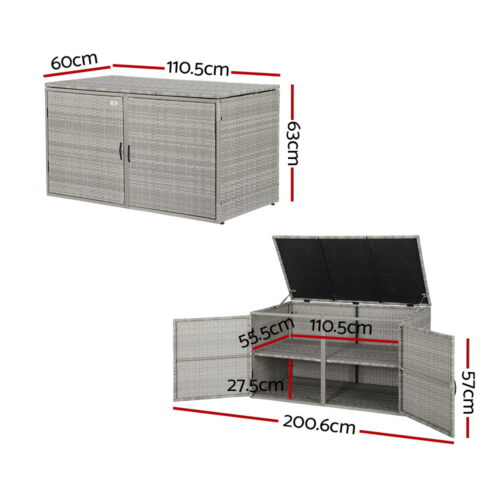 Gardeon Outdoor Storage Cabinet Box Deck Wicker Shelf Chest Garden Shed Tools - Image 2