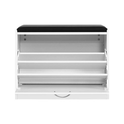 Artiss Shoe Cabinet Bench Shoes Storage Rack Organiser Drawer White 15 Pairs - Image 2