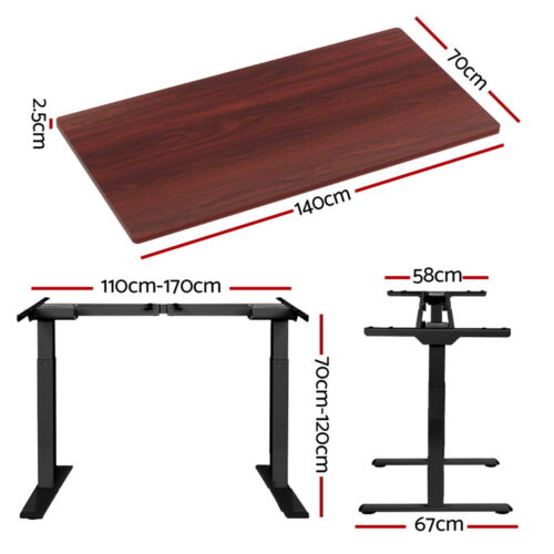 Artiss Standing Desk Motorised Dual Motor Walnut 140CM - Image 2