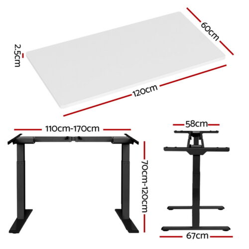 Artiss Standing Desk Motorised Dual Motor White 120CM - Image 2