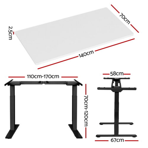 Artiss Standing Desk Motorised Dual Motor White 140CM - Image 2