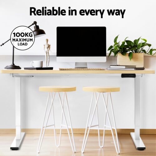 Artiss Standing Desk Motorised Dual Motor 140CM White Oak - Image 6
