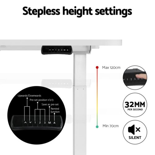 Artiss Standing Desk Motorised Dual Motor 120CM White - Image 5