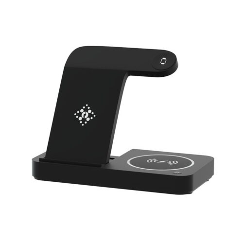 Devanti 4-in-1 Wireless Charger Station Fast Charging for Phone Black - Image 2