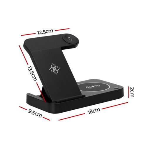 Devanti 4-in-1 Wireless Charger Station Fast Charging for Phone Black - Image 3