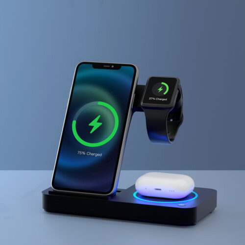 Devanti 4-in-1 Wireless Charger Station Fast Charging for Phone Black - Image 9
