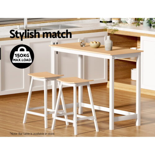 Artiss 2x Bar Stools Wooden Chairs Oak - Image 5