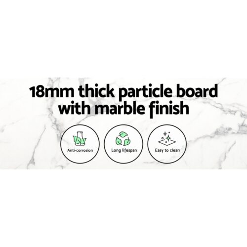 Artiss Dining Table Round Marble Effect 110CM - Image 4