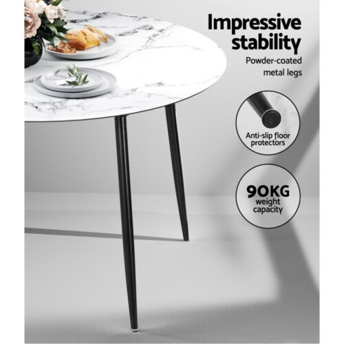 Artiss Dining Table Round Marble Effect 110CM - Image 6