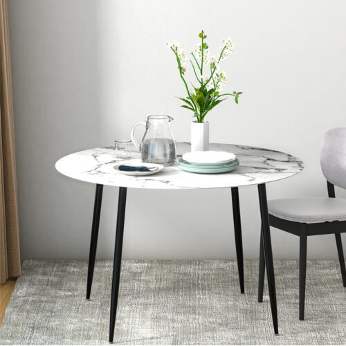 Artiss Dining Table Round Marble Effect 110CM - Image 9