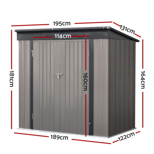 Giantz Garden Shed 1.95x1.31M Sheds Outdoor Storage Steel Workshop House Tool Double Door - Image 3