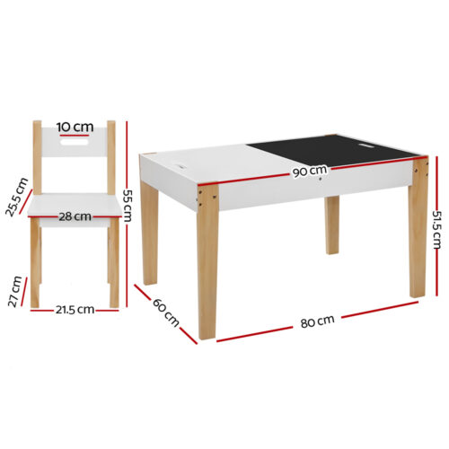 Keezi Kids Table Chair Set Children Storage Study Desk Toy Play Game Chalkboard - Image 3