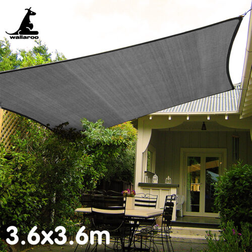 Wallaroo Outdoor Sun Shade Sail Canopy Grey Square 3.6 x 3.6M - Image 7