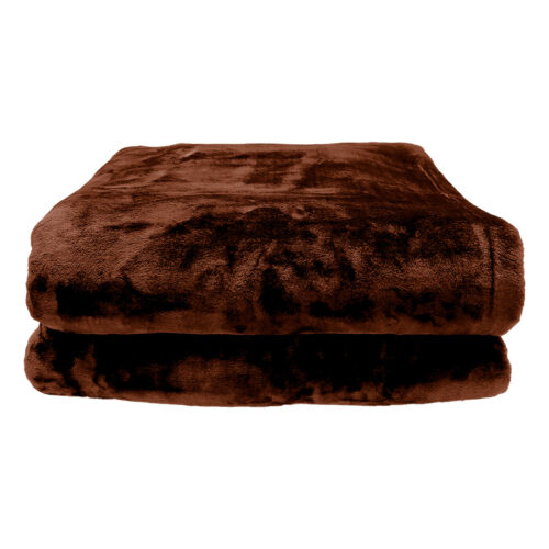 Laura Hill Faux Mink Blanket 800GSM Heavy Double Sided  Chocolate - Image 5