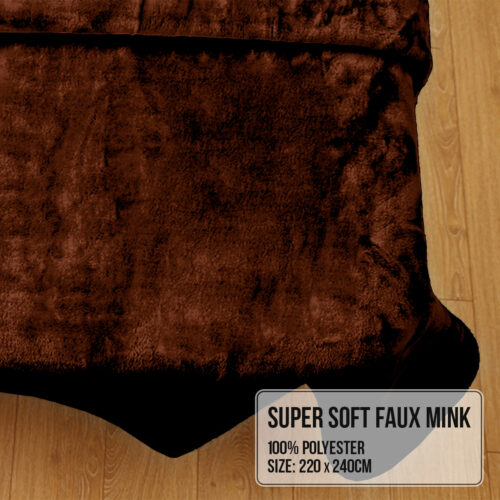Laura Hill Faux Mink Blanket 800GSM Heavy Double Sided  Chocolate - Image 6