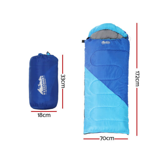 Weisshorn Sleeping Bag Kids Single 172cm Thermal Camping Hiking Blue - Image 3