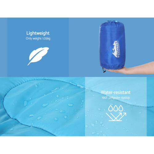 Weisshorn Sleeping Bag Kids Single 172cm Thermal Camping Hiking Blue - Image 7