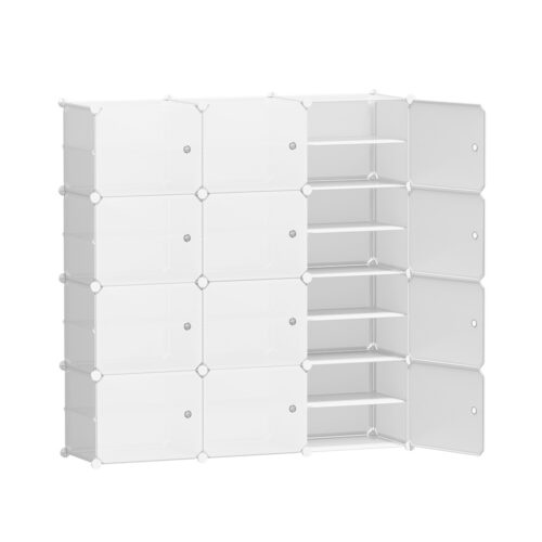 Artiss Shoe Rack DIY 12 Storage Cube Stackable White - Image 3