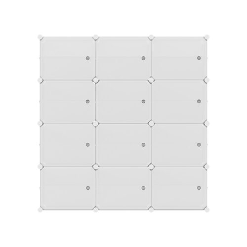 Artiss Shoe Rack DIY 12 Storage Cube Stackable White - Image 5