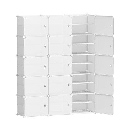 Artiss Shoe Rack Storage Cabinet DIY 15 Storage Cube Stackable White - Image 3