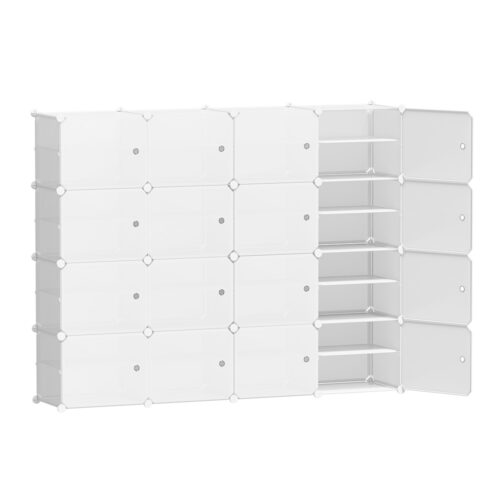 Artiss Shoe Rack DIY 16 Storage Cube Stackable White - Image 3